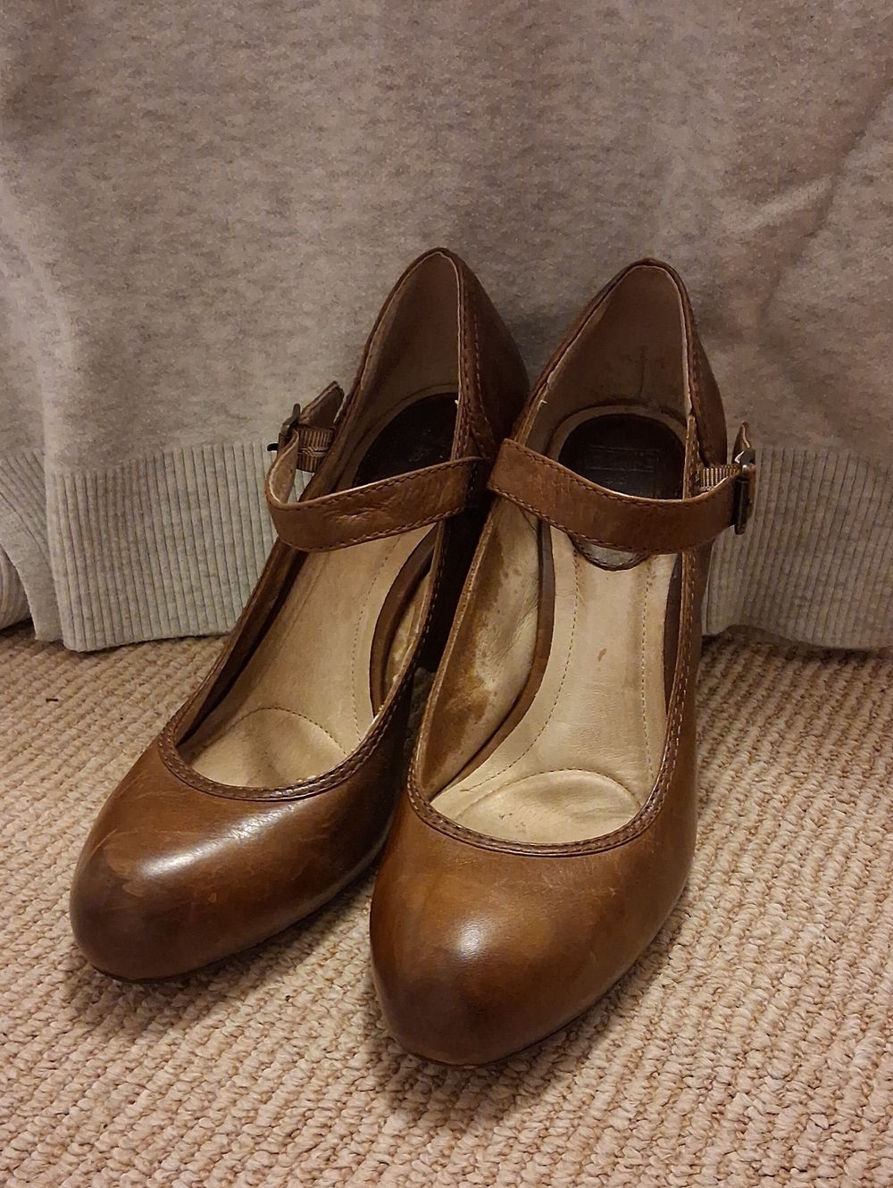 Frye Miranda ankle strap leather Mary Jane heels